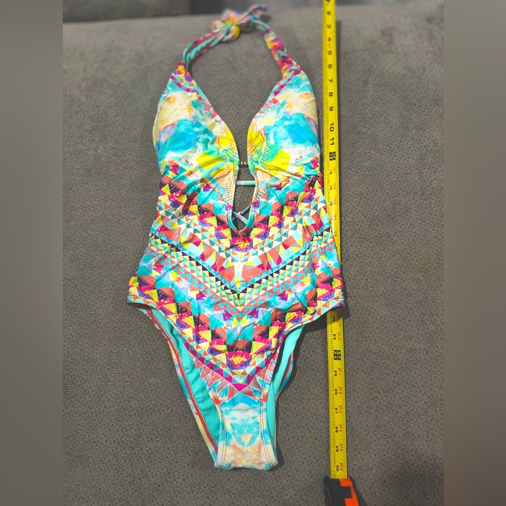 Bar III Aqua and Coral Swimsuit